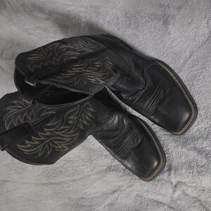 Ariat Black Square Toe Western Cowboy Boots 8 1/2